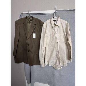 Gerald Austin Blazer Sport Coat Mens 48 Long Brown Wool Check 2 Piece‎ Shirt